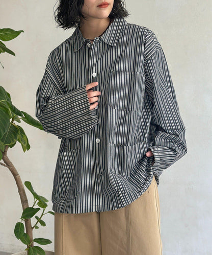 條紋襯衫式外套