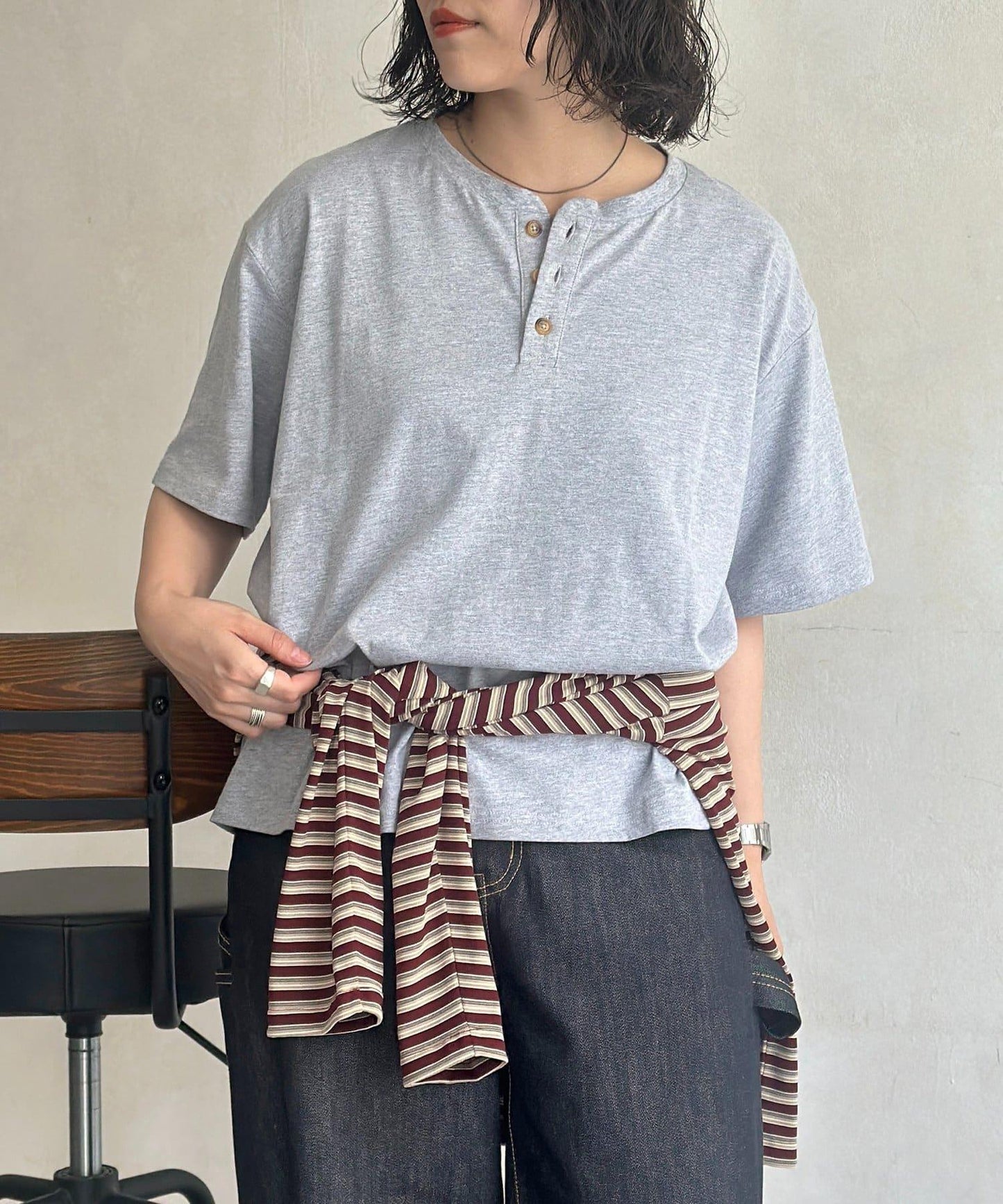 【2件套】條紋長袖T恤套裝