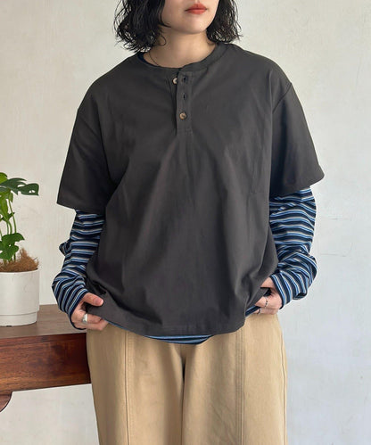 【2件套】條紋長袖T恤套裝