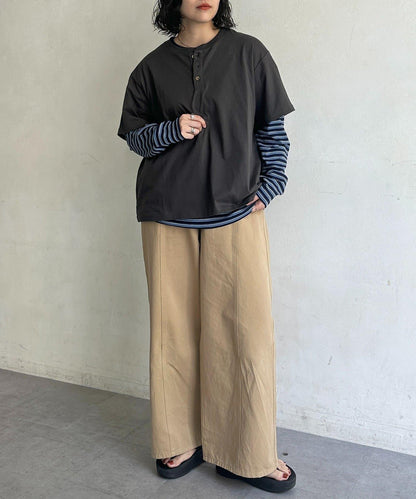 【2件套】條紋長袖T恤套裝