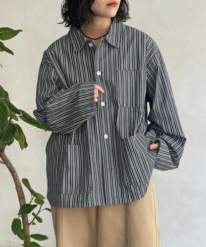 條紋襯衫式外套
