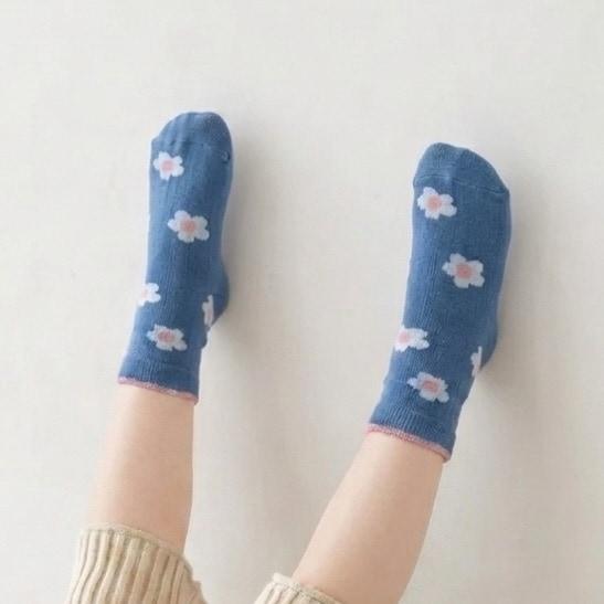 兒童花朵印花船襪