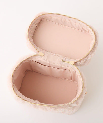 【Premium order】鑲鑽手柄人造毛化妝包