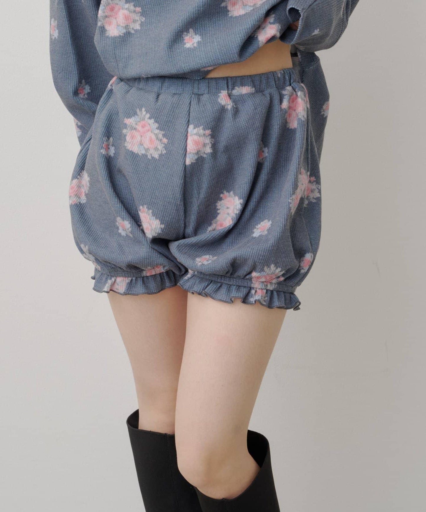 花卉華夫格短褲