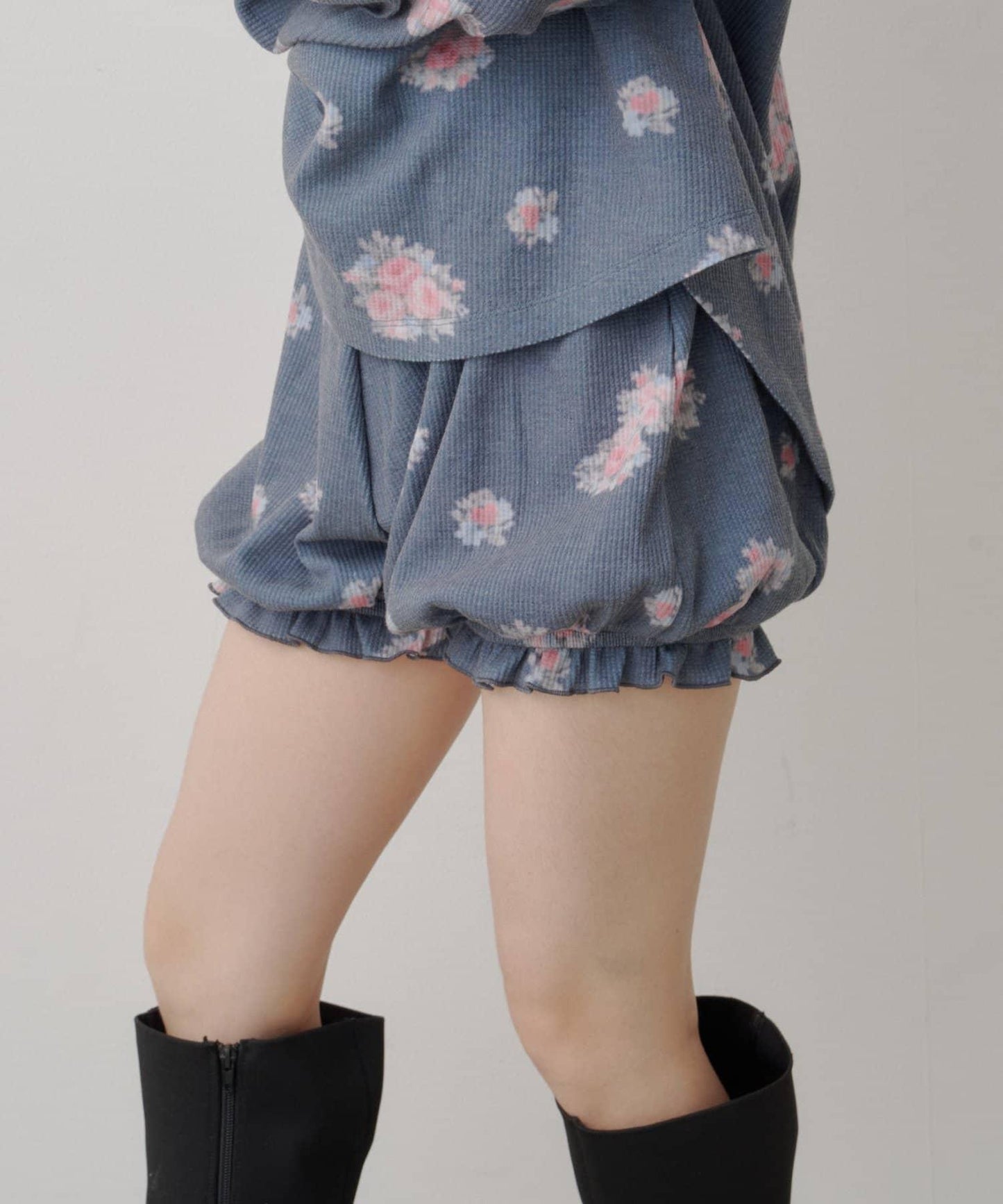 花卉華夫格短褲