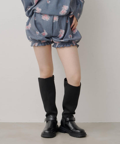 花卉華夫格短褲