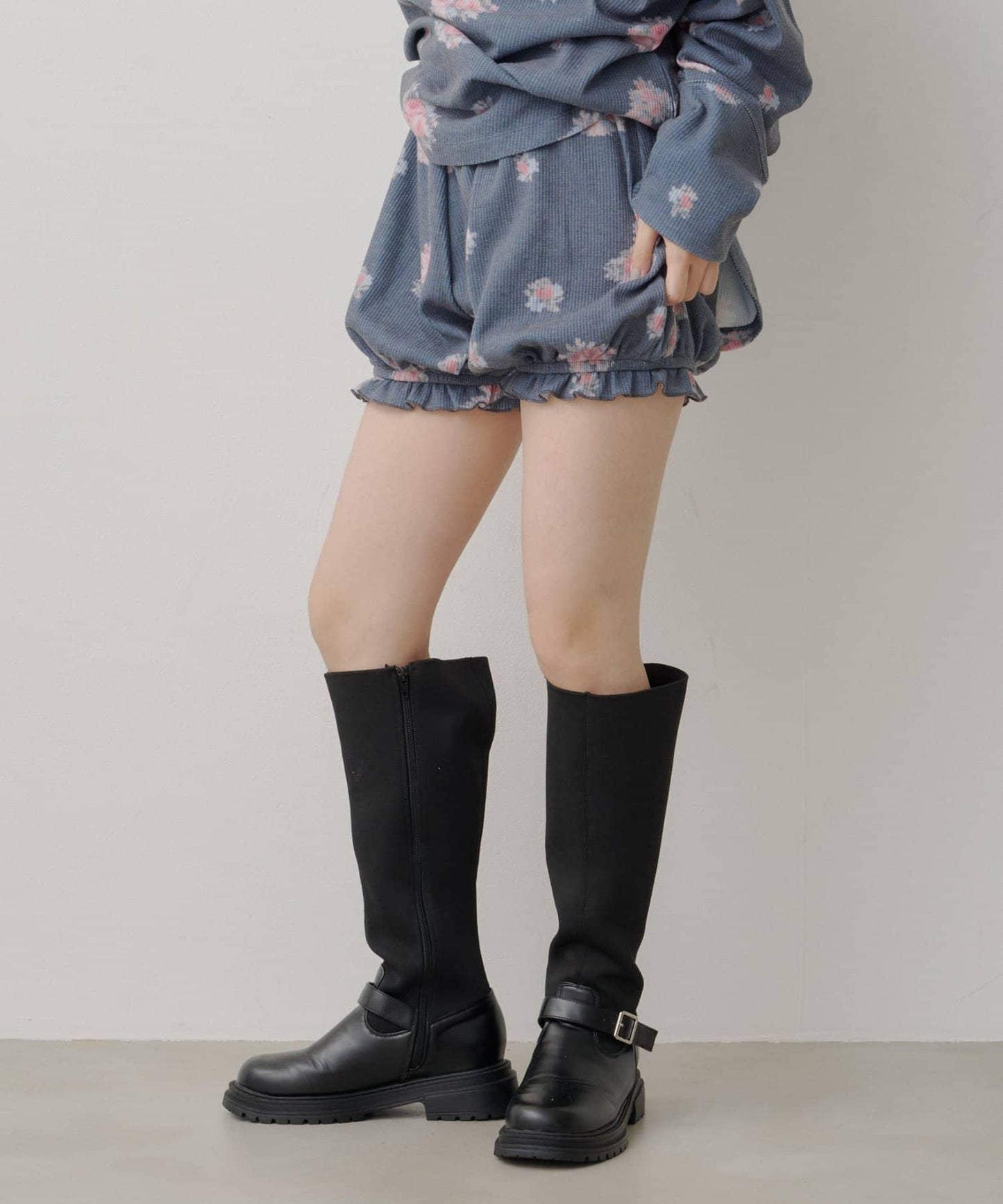 花卉華夫格短褲