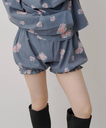 花卉華夫格短褲