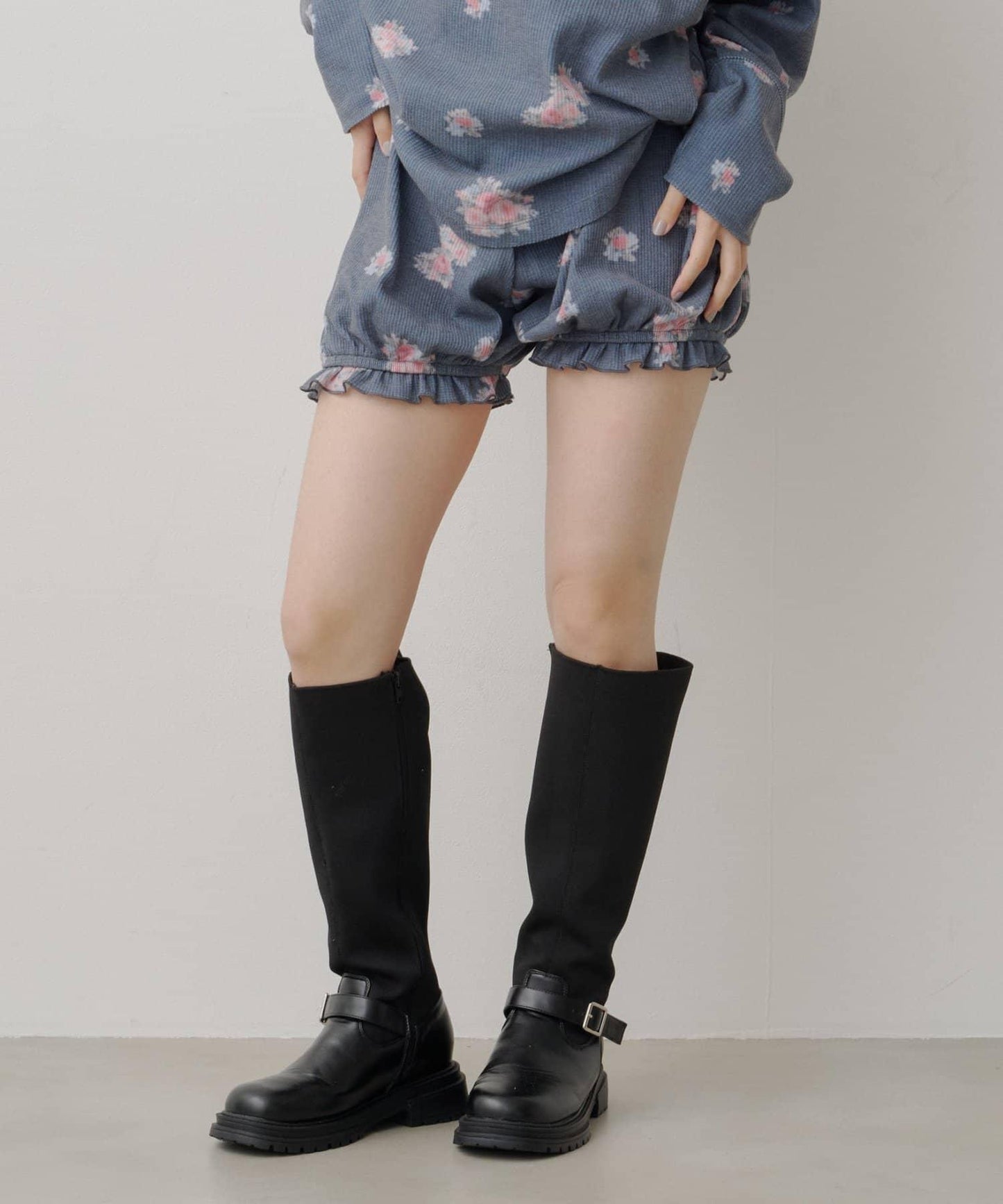花卉華夫格短褲