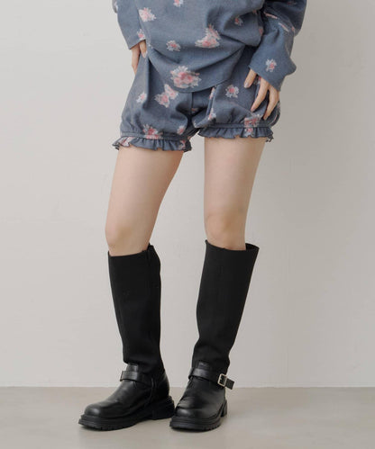 花卉華夫格短褲