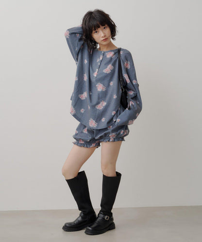 花卉華夫格短褲