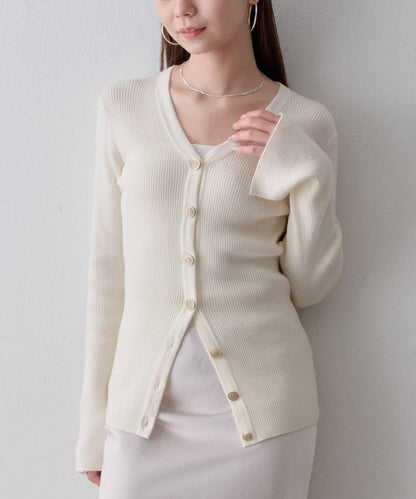 V領羅紋針織開衫