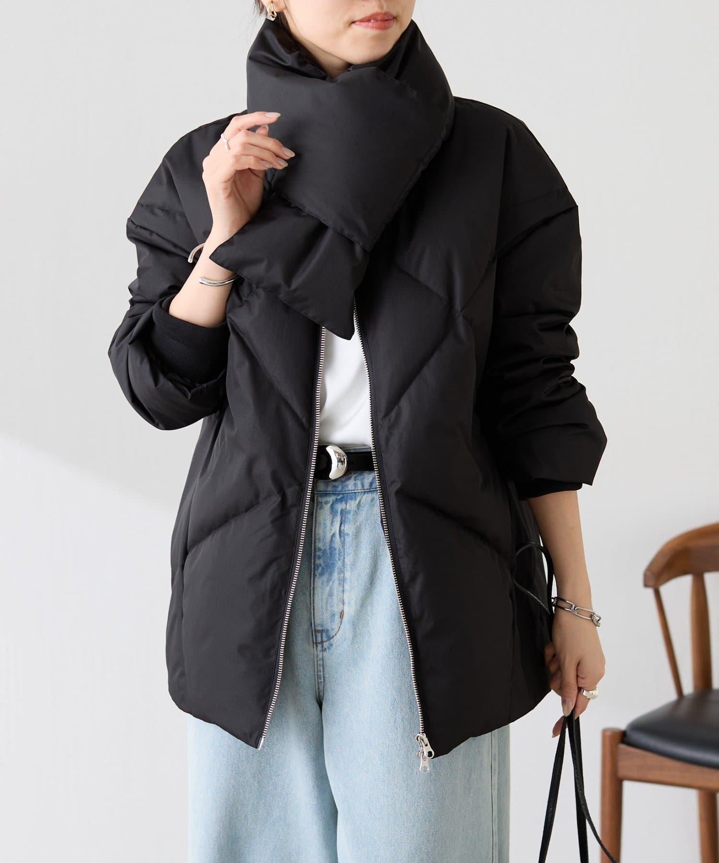 TAION聯名款 無領帶圍巾羽絨服