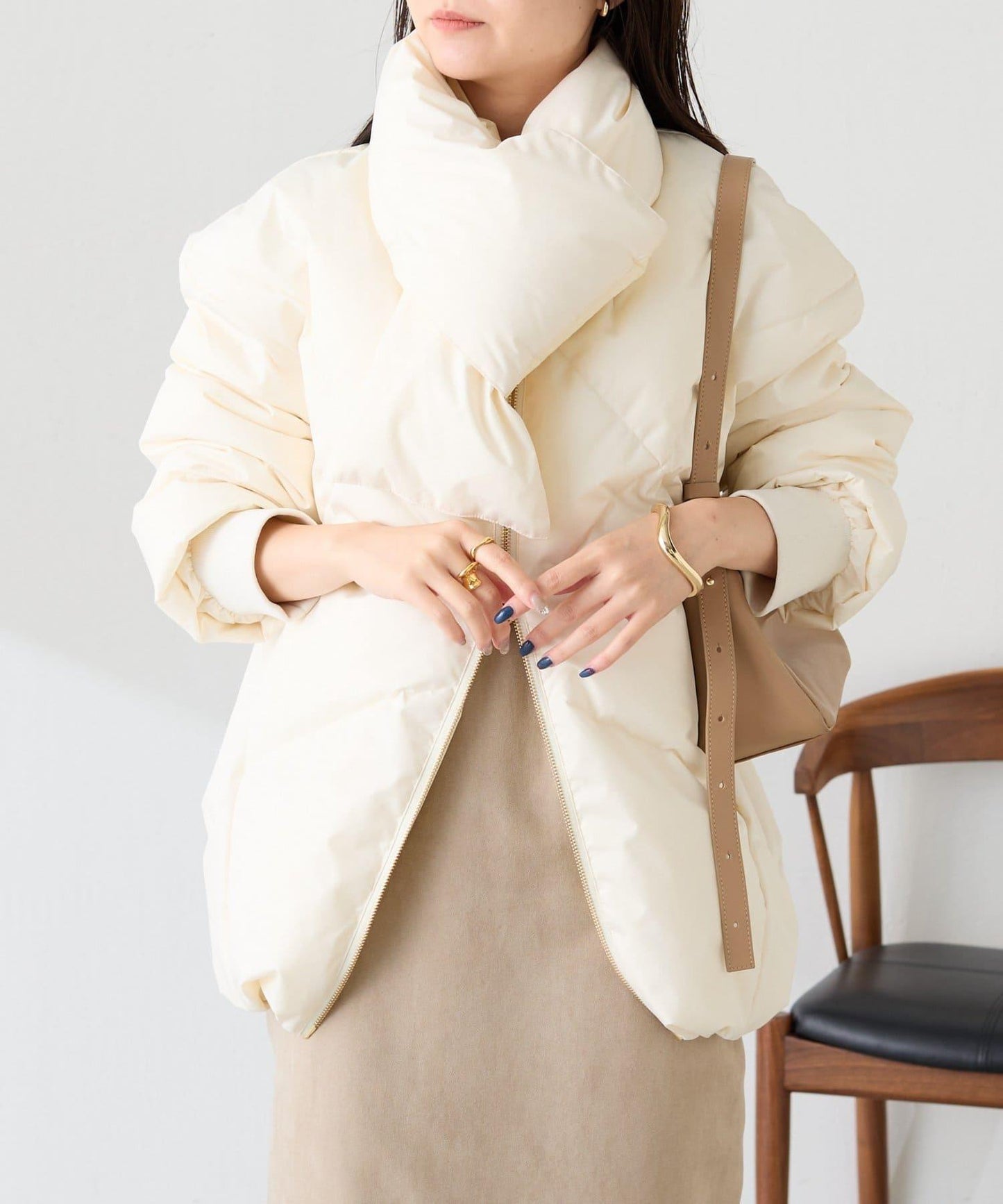 TAION聯名款 無領帶圍巾羽絨服