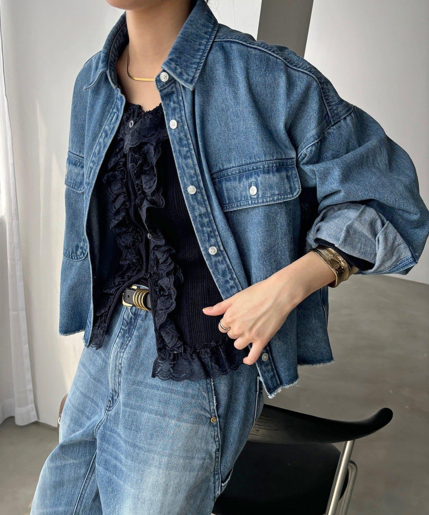 短款牛仔襯衫