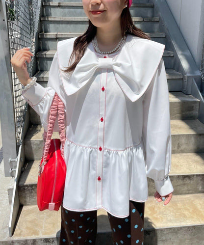 HELLO.SANFRANCISCO 蝴蝶結大翻領襯衫