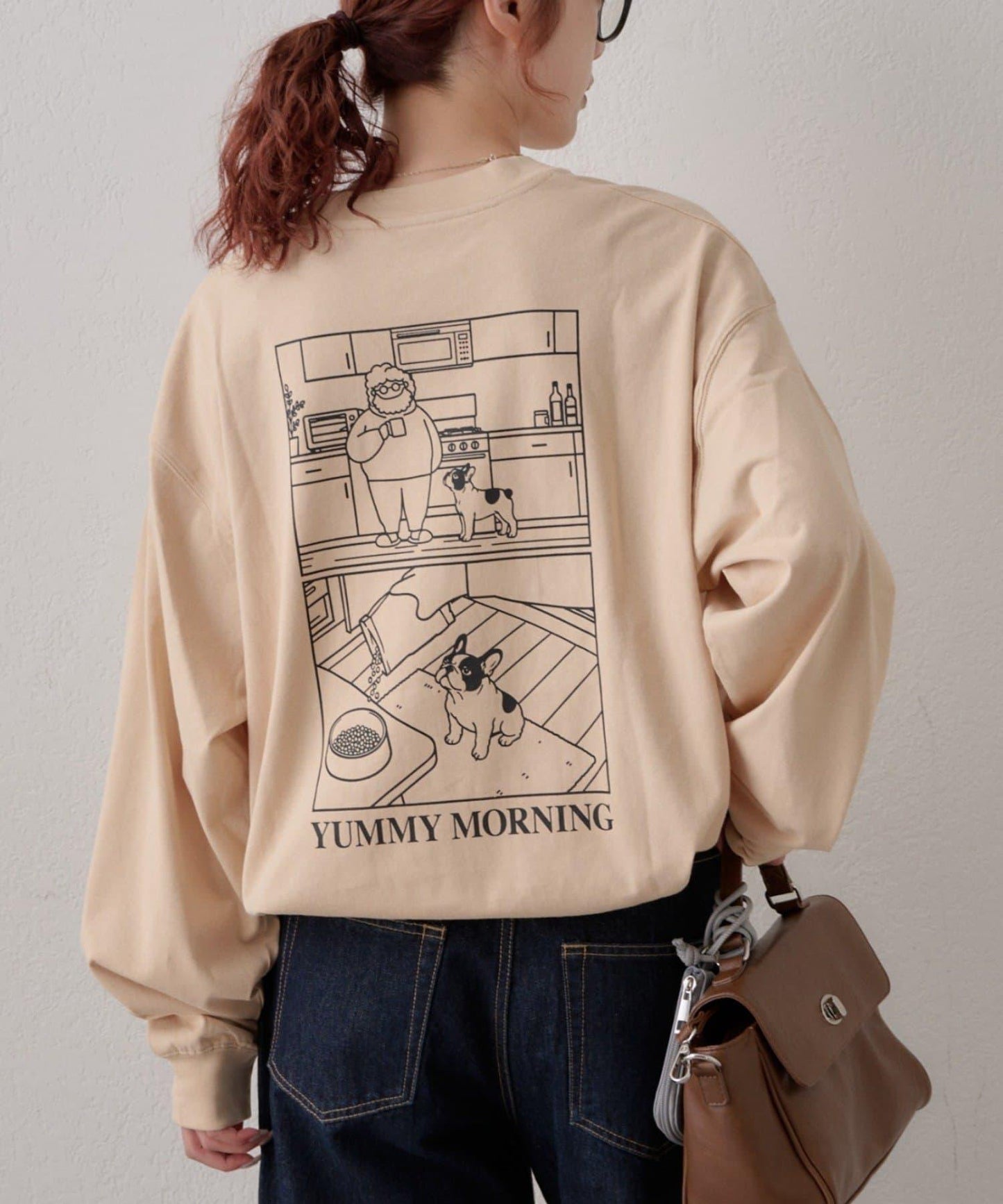 【DOG&OJISAN】單點刺繡長袖T恤