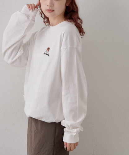 【DOG&OJISAN】單點刺繡長袖T恤