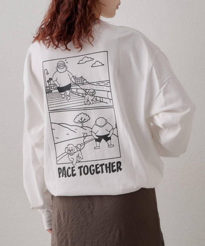 【DOG&OJISAN】單點刺繡長袖T恤