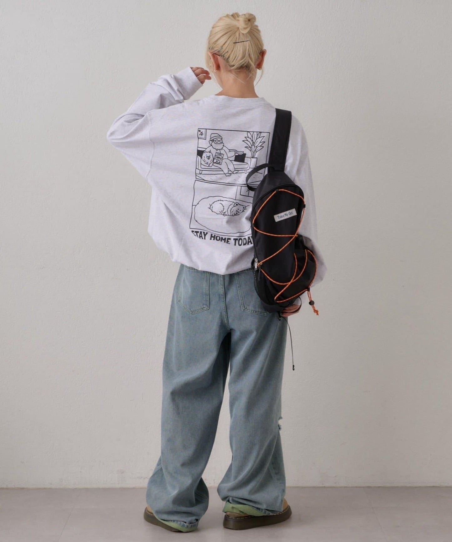 【DOG&OJISAN】單點刺繡長袖T恤