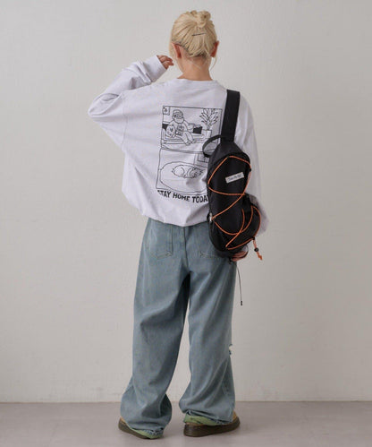 【DOG&OJISAN】單點刺繡長袖T恤
