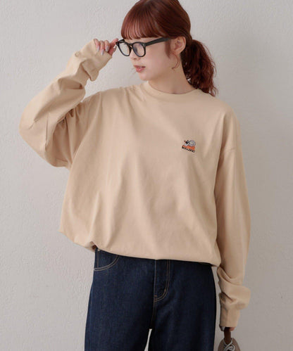 【DOG&OJISAN】單點刺繡長袖T恤