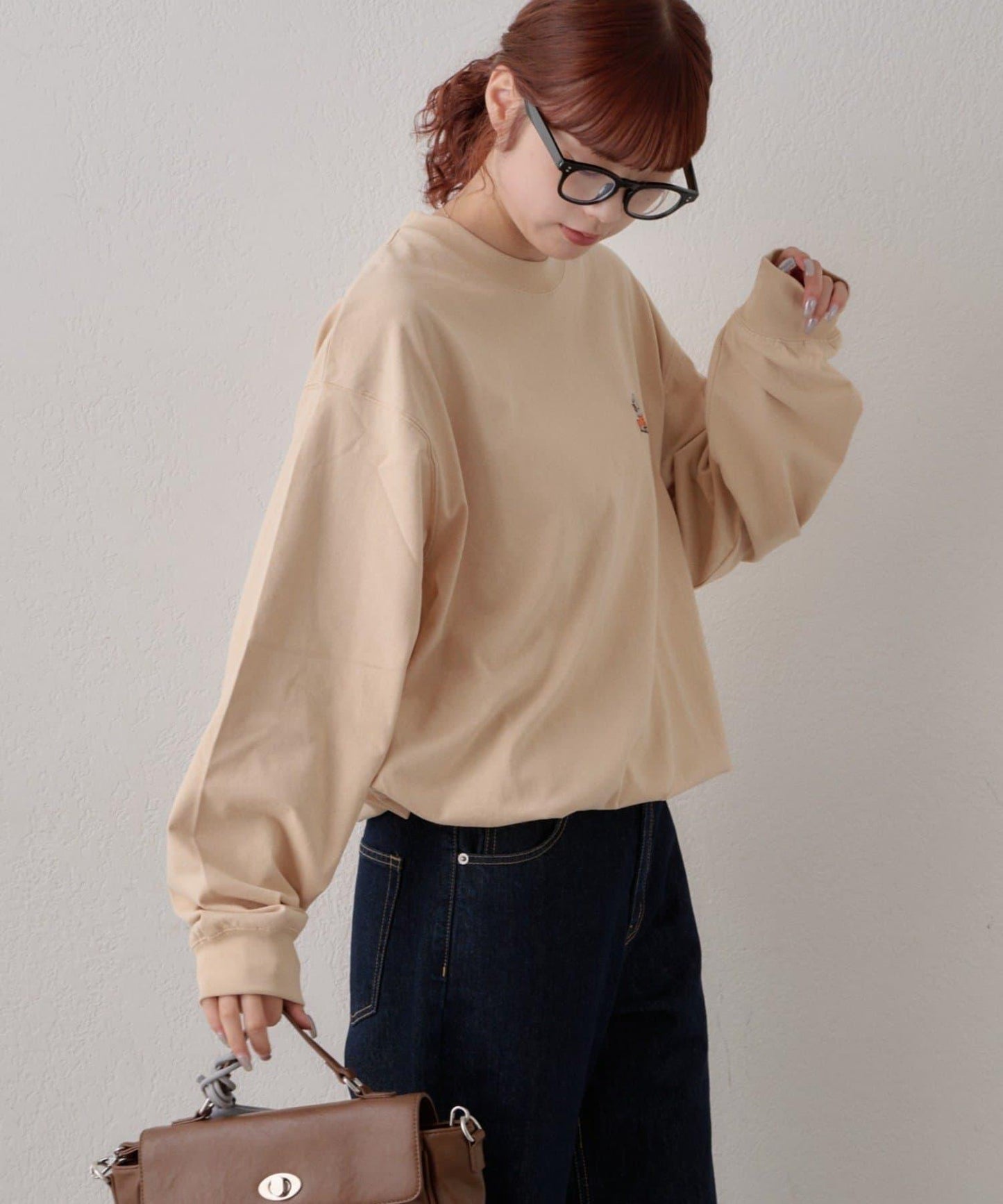【DOG&OJISAN】單點刺繡長袖T恤