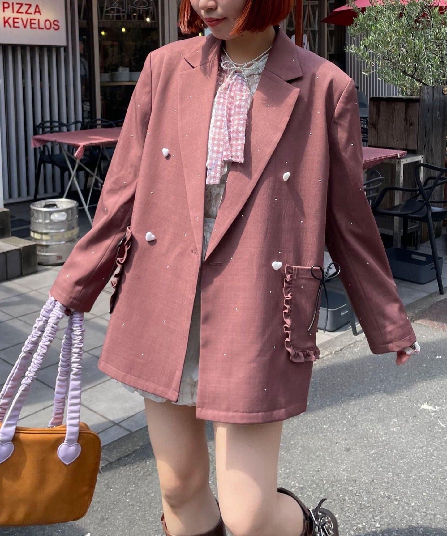 HELLO.SANFRANCISCO 鉚釘拼色寬鬆夾克