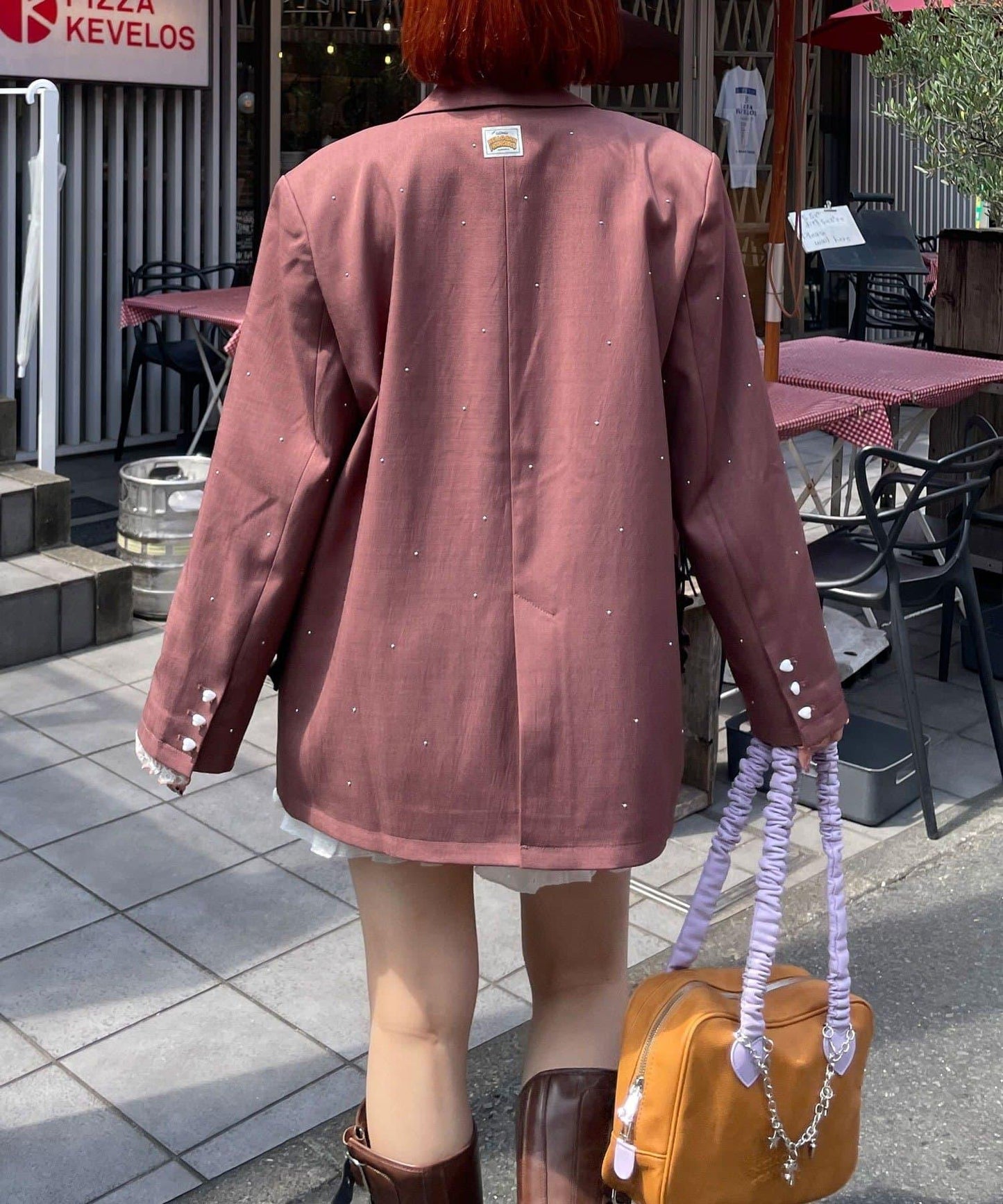 HELLO.SANFRANCISCO 鉚釘拼色寬鬆夾克
