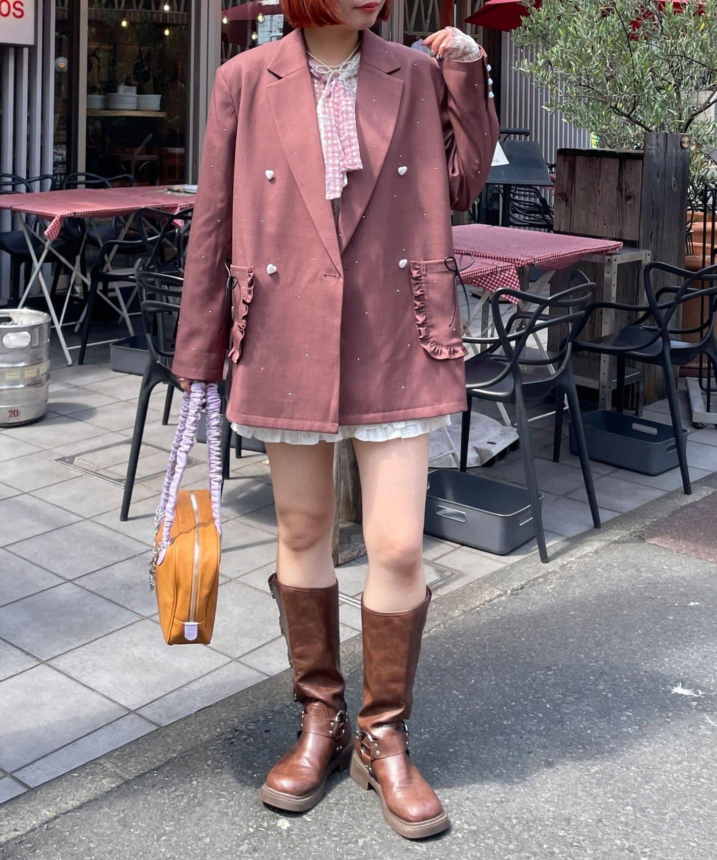 HELLO.SANFRANCISCO 鉚釘拼色寬鬆夾克