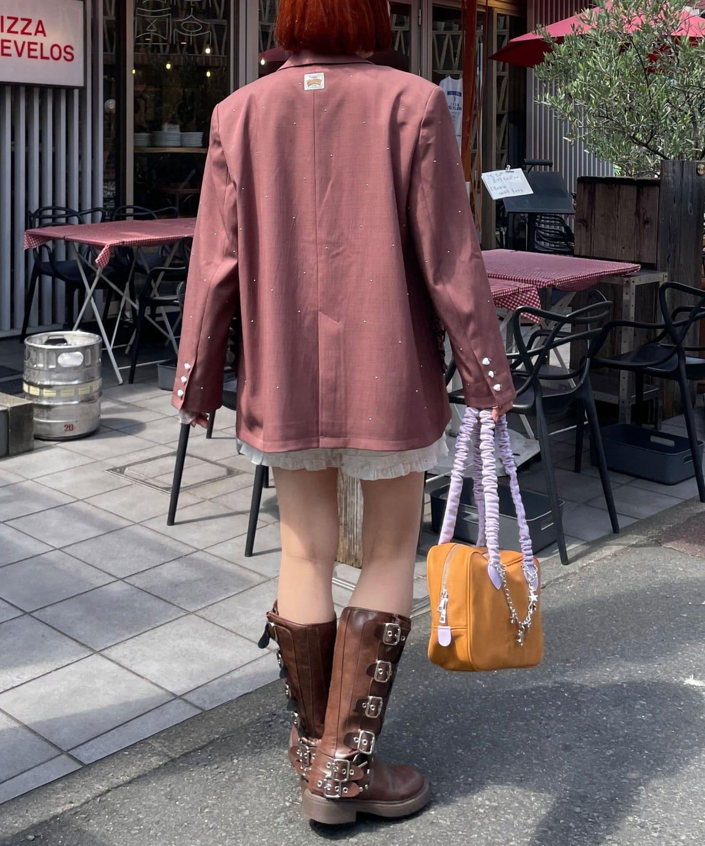 HELLO.SANFRANCISCO 鉚釘拼色寬鬆夾克