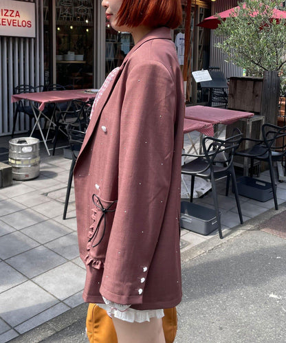HELLO.SANFRANCISCO 鉚釘拼色寬鬆夾克