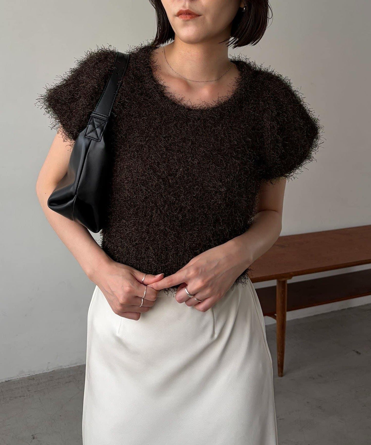 雙面穿 羽毛感泡泡袖針織衫