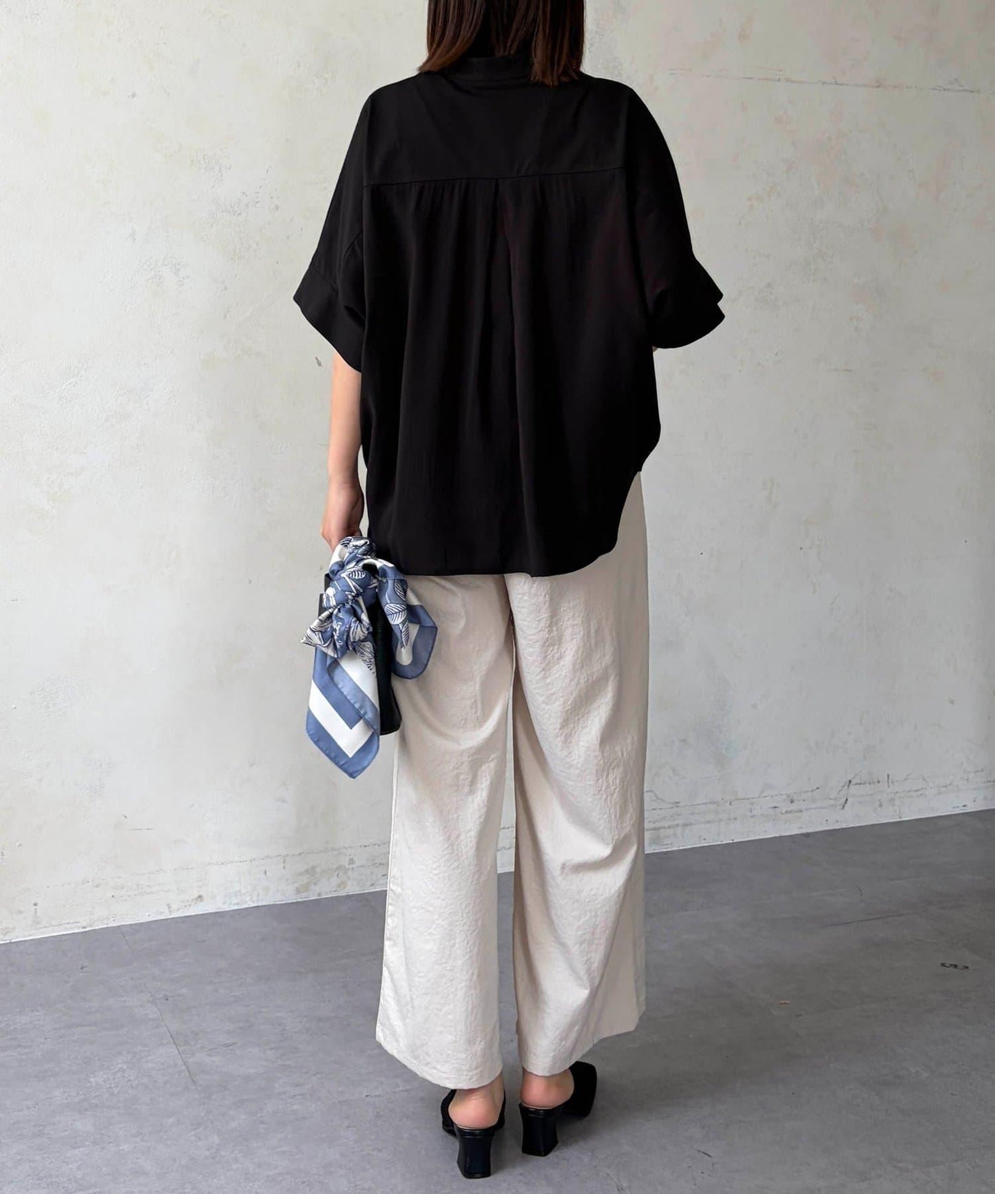 絲光棉袖口翻邊套頭衫