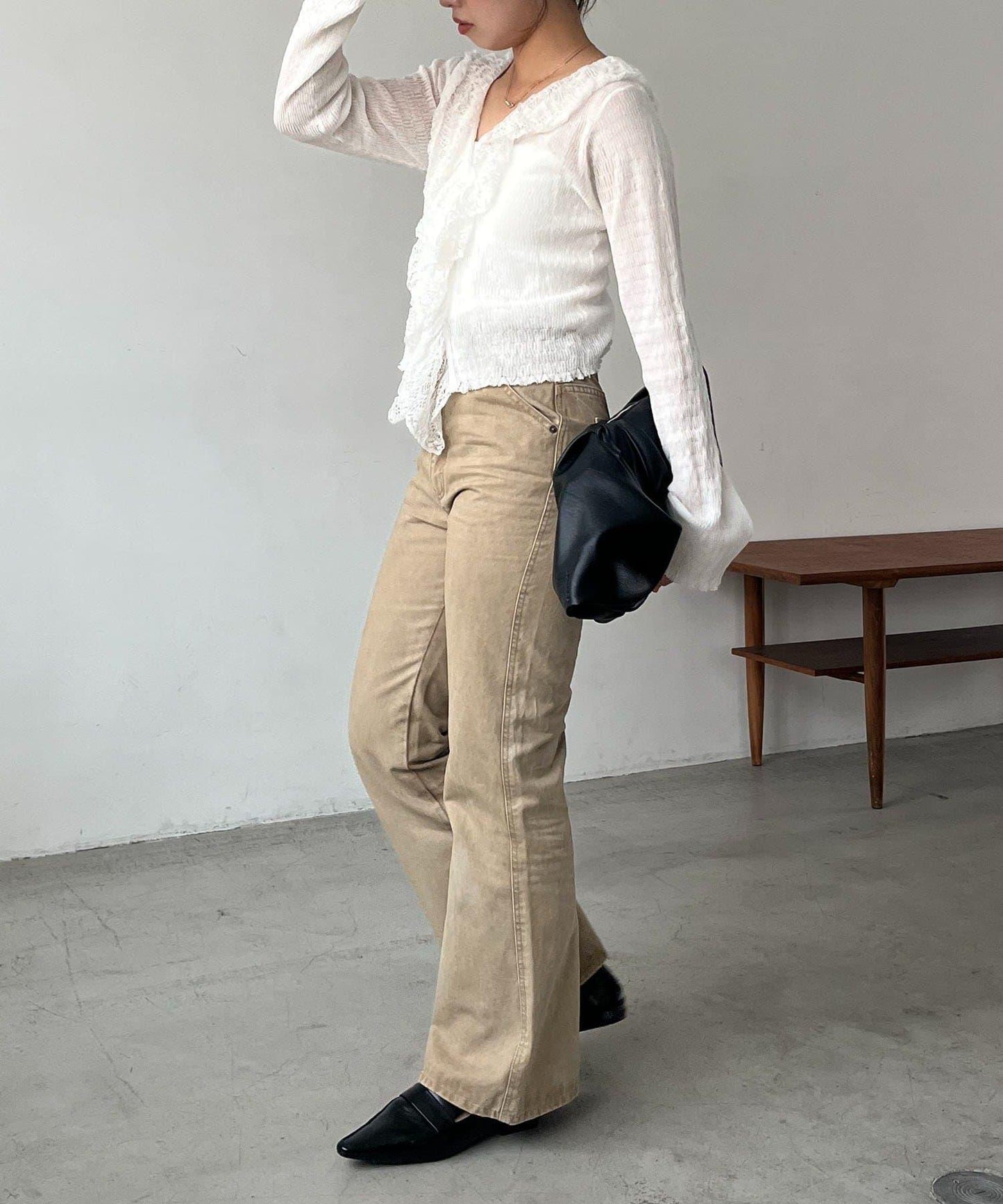 蕾絲荷葉邊針織開衫