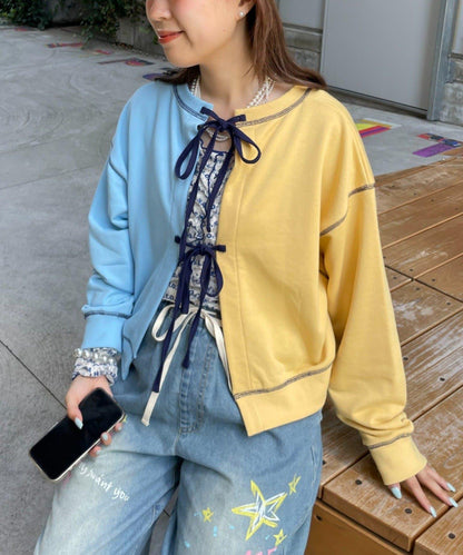 HELLO.SANFRANCISCO 2WAY撞色蝴蝶結衛衣