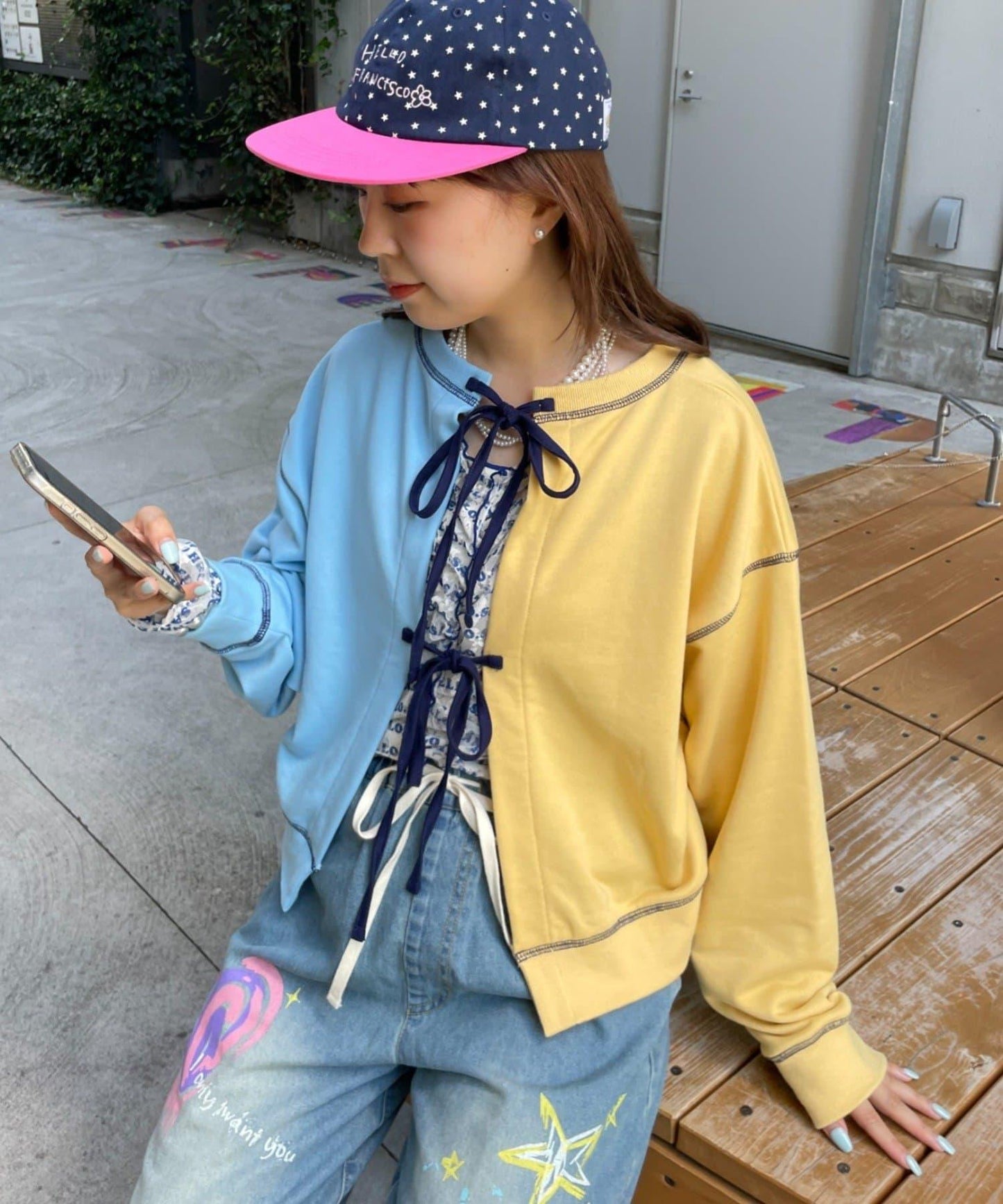 HELLO.SANFRANCISCO 2WAY撞色蝴蝶結衛衣