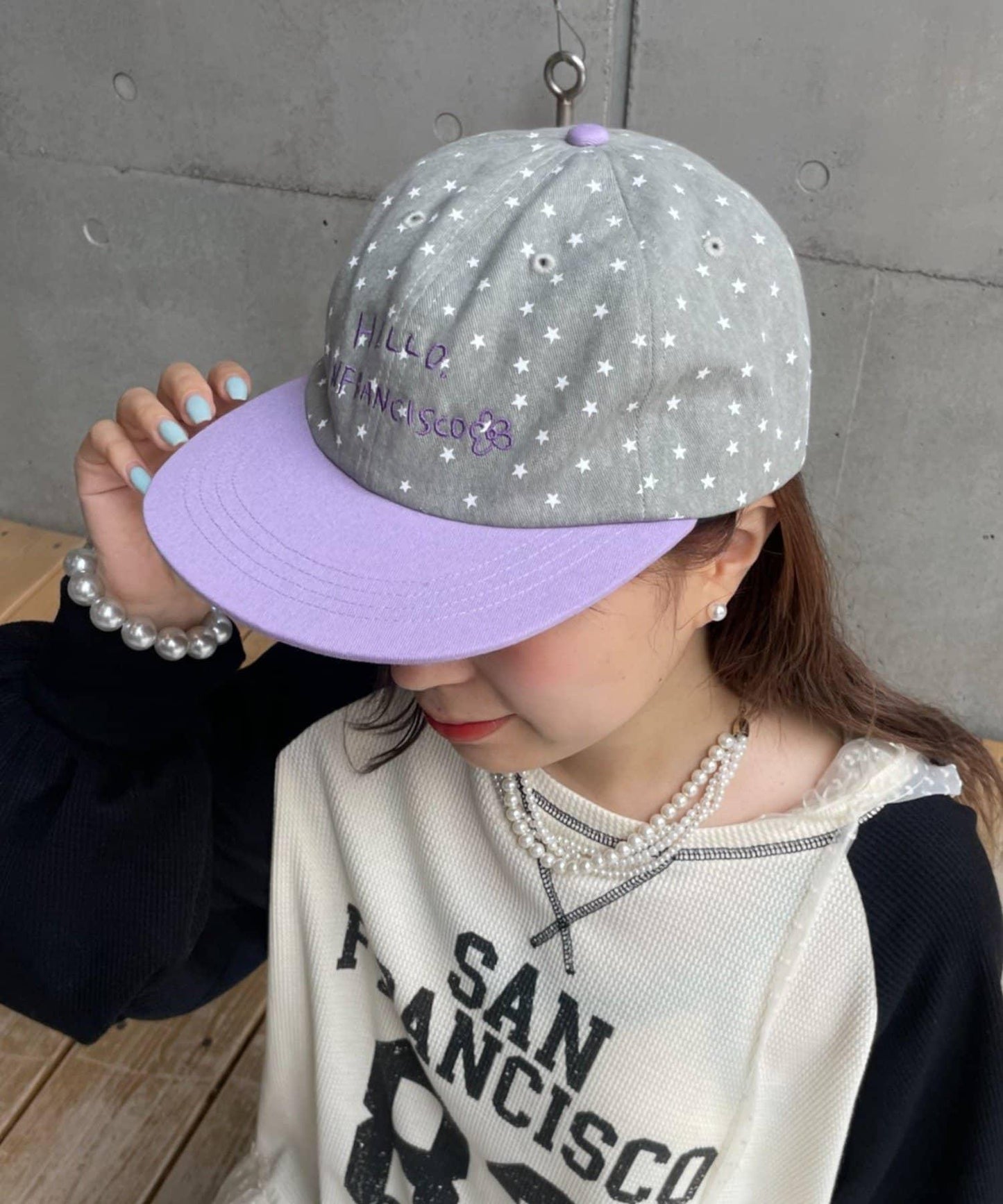 HELLO.SANFRANCISCO 星星印花雙色Logo棒球帽