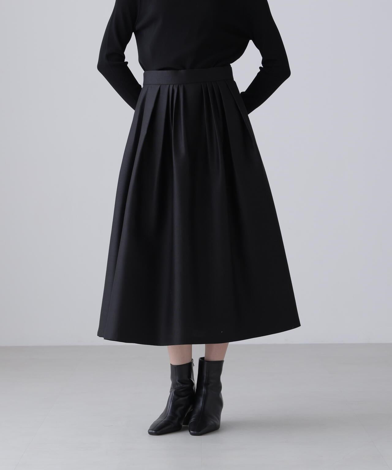 BLACK LABEL 絲毛斜紋布 喇叭半身裙