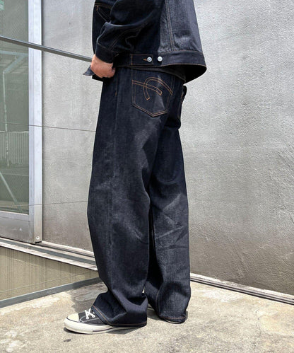cian denim 寬鬆直筒牛仔褲