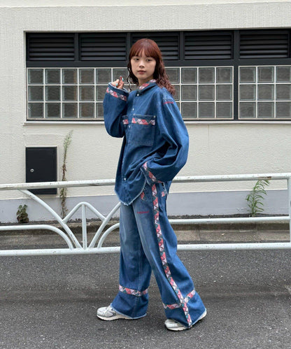 SOUNDS GOOOOD 提花織帶牛仔襯衫