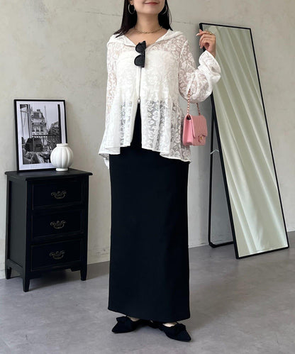 蕾絲連帽拉鍊襯衫