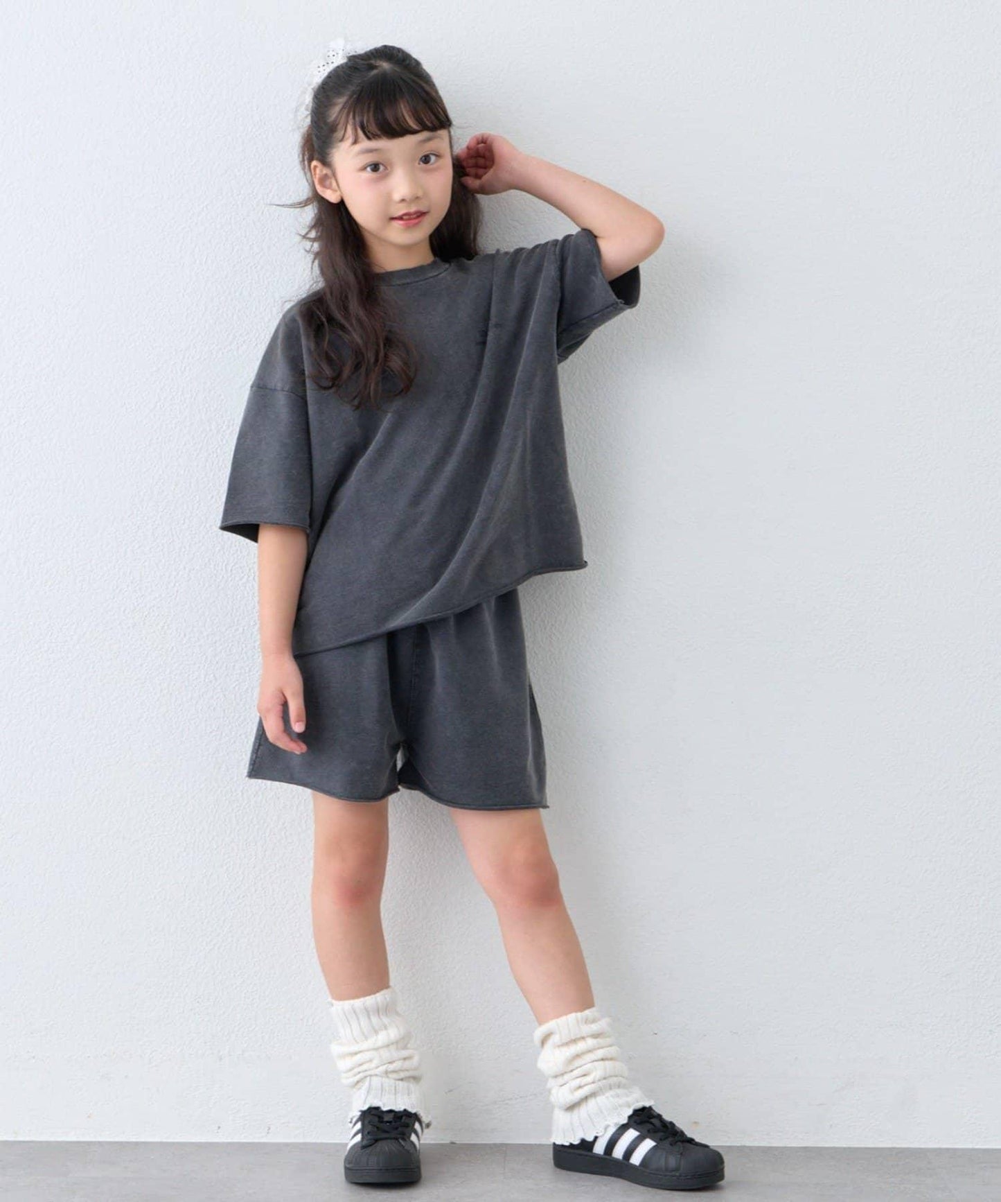 【KIDS】做舊工藝後背Logo五分袖套裝