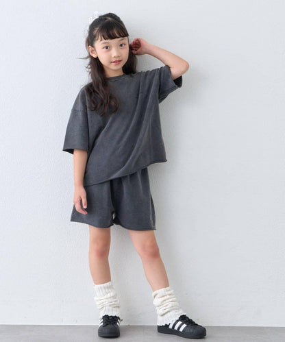 【KIDS】做舊工藝後背Logo五分袖套裝