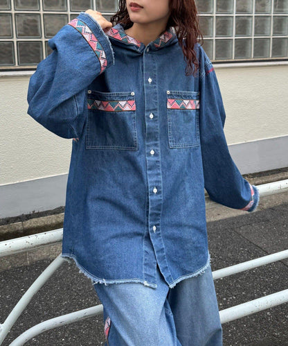 SOUNDS GOOOOD 提花織帶牛仔襯衫