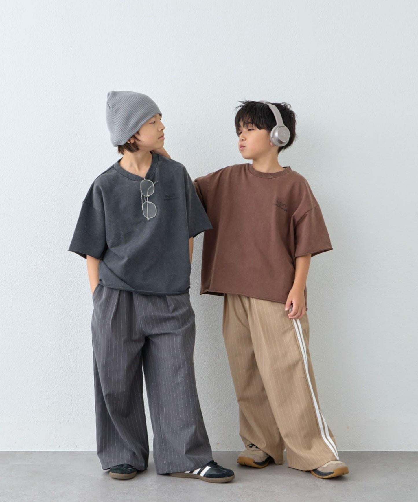 【KIDS】做舊工藝後背Logo五分袖套裝