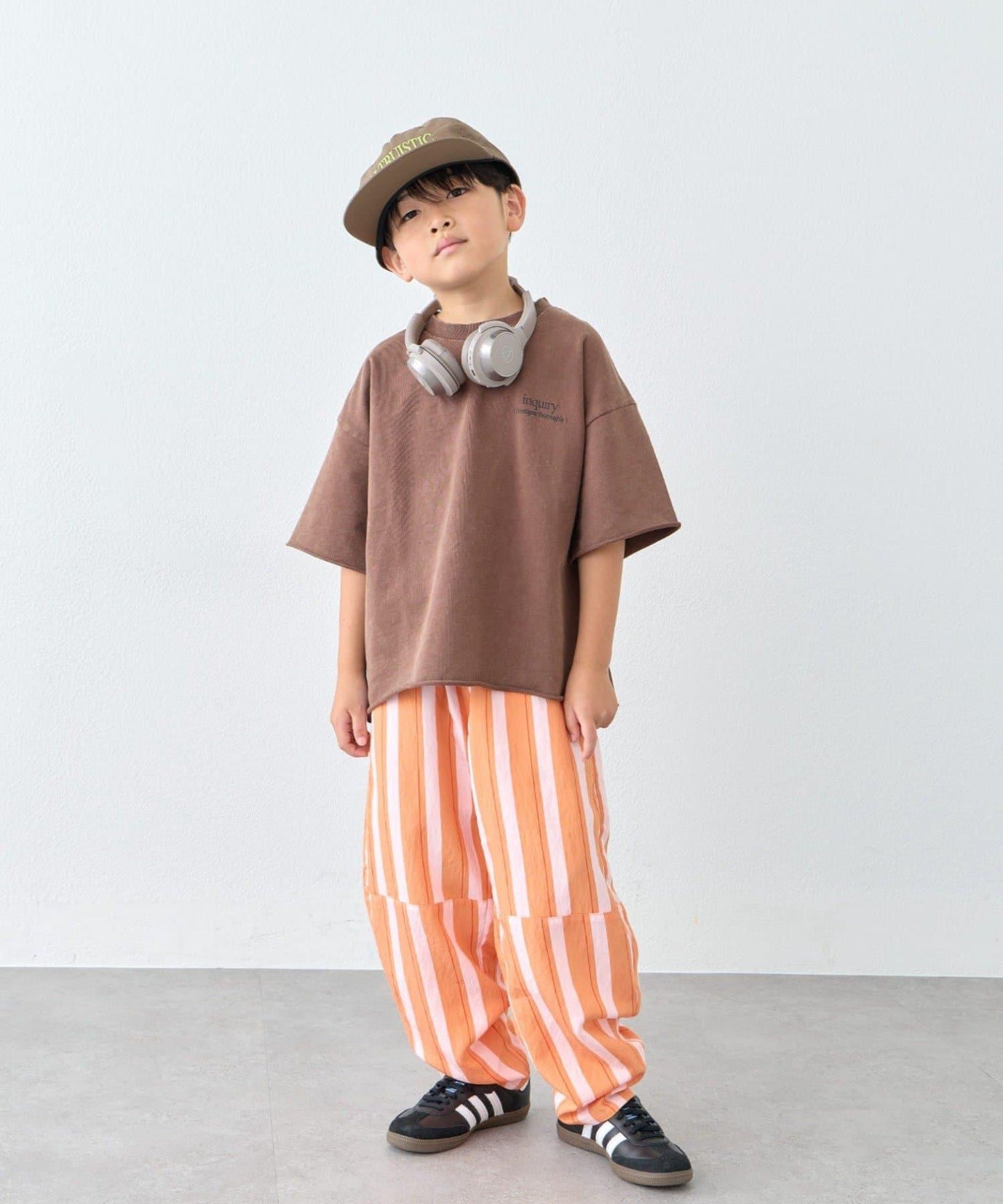 【KIDS】做舊工藝後背Logo五分袖套裝