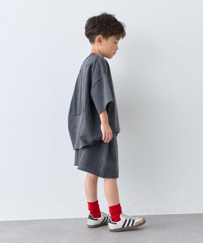 【KIDS】做舊工藝後背Logo五分袖套裝