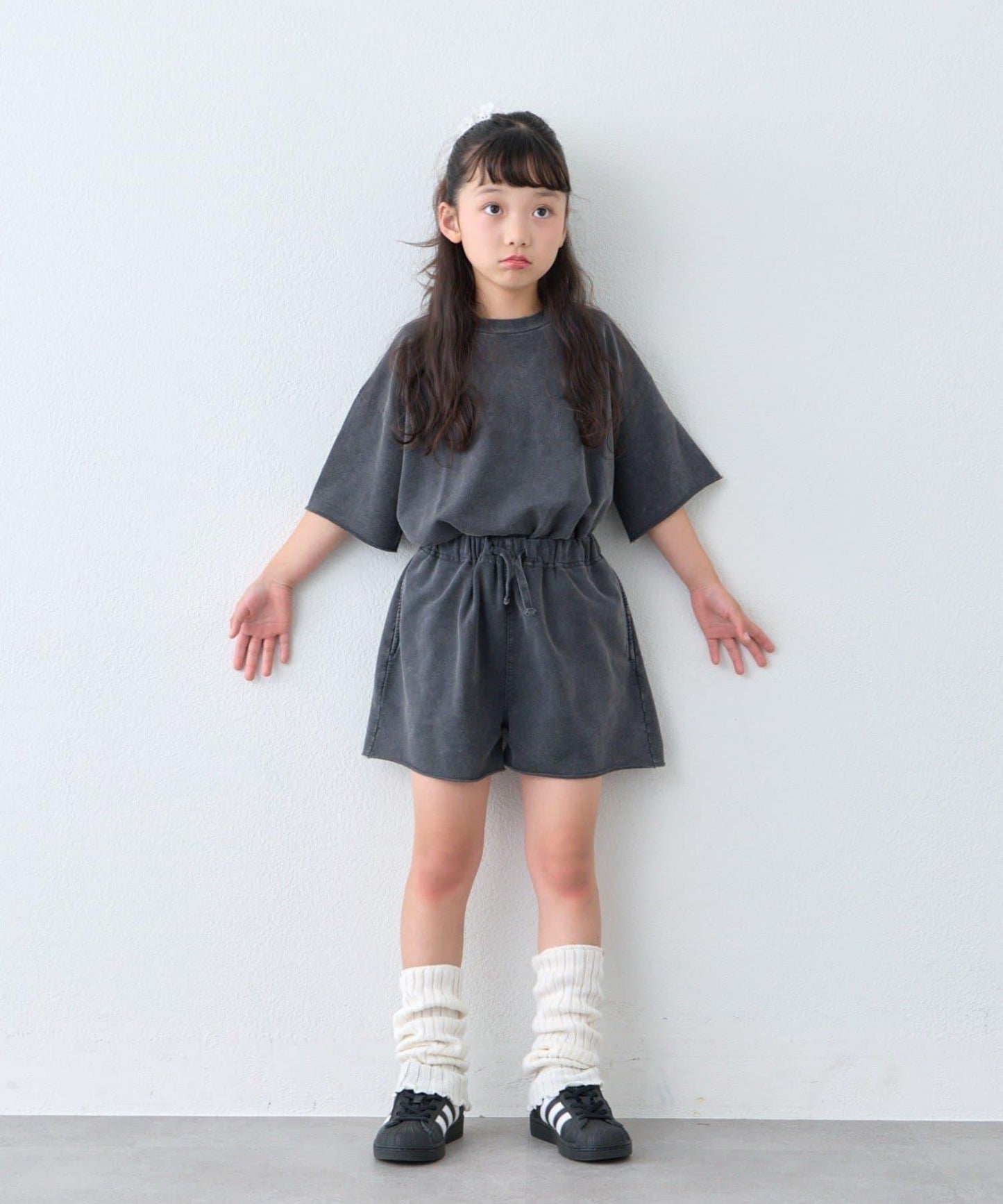 【KIDS】做舊工藝後背Logo五分袖套裝