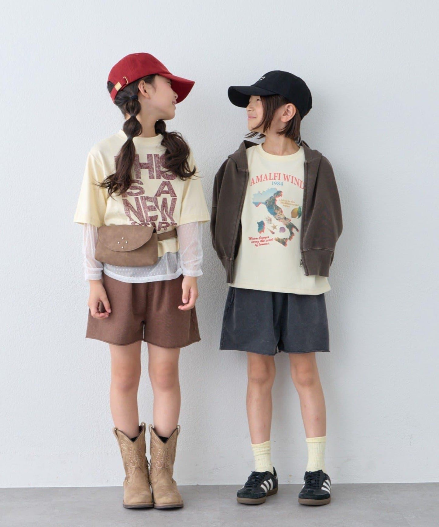 【KIDS】做舊工藝後背Logo五分袖套裝